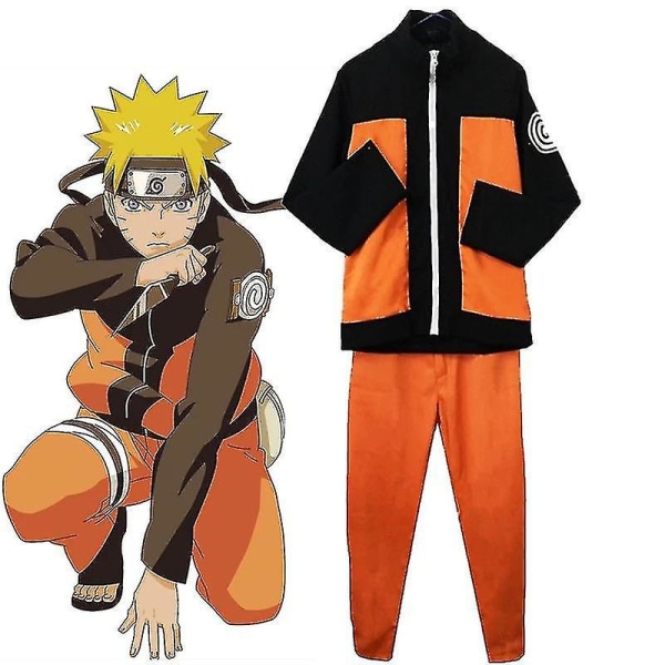 Naruto Uzumaki Barn Pojke Halloween Dress Up Anime Cosplay Costume Up Jackor Byxor Hel Se-a L(120-130CM)