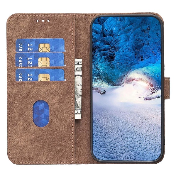 PU- cover för iPhone 11 stötsäkert plånboksställ med tryckt mönster Telefon Flip- case Brown