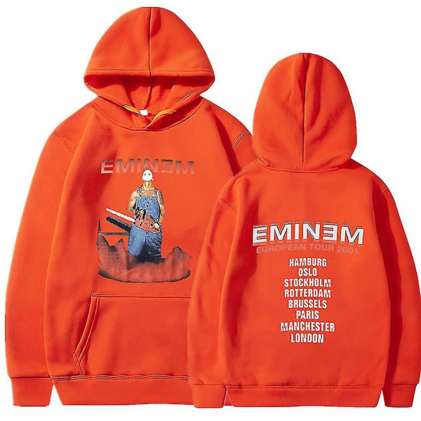 Eminem Anger Management Tour 2002 Hoodie Vintage Harajuku Funny Rick Sweatshirts Långärmade Herr Dam Pullover Mode Orange7 M