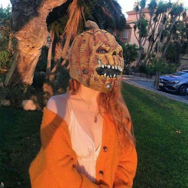 Läskig Pumpa Mask Latex Helansiktsöverdrag Kostym Rekvisita För Halloween