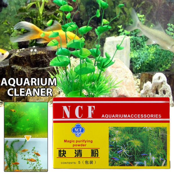 Aquarium Water Clarifier 5st Effektivt vattenrenande pulver för akvarium 5PCS