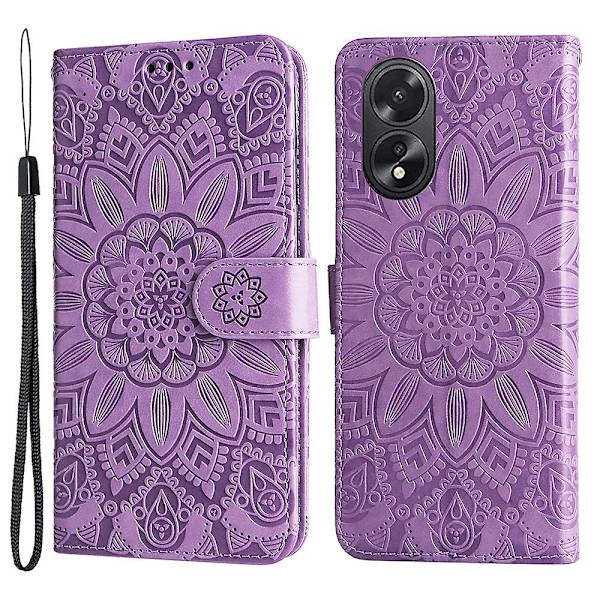 För Oppo A38 4g Case Plånbok Slim-fit PU läder magnetiskt cover Purple