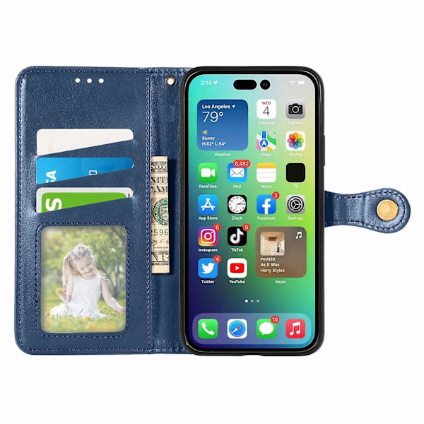 Enfärgat case med spänne för iPhone 15 Blue