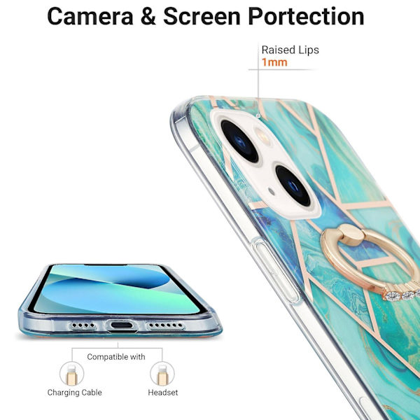 TPU- case med skarvmarmormönster för iPhone 15 Green