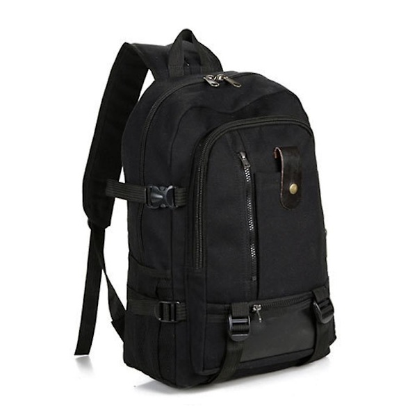 Bärbar ryggsäck för män Resedagssäck Canvas Stor kapacitet förvaringsväska Skolbokväska för black