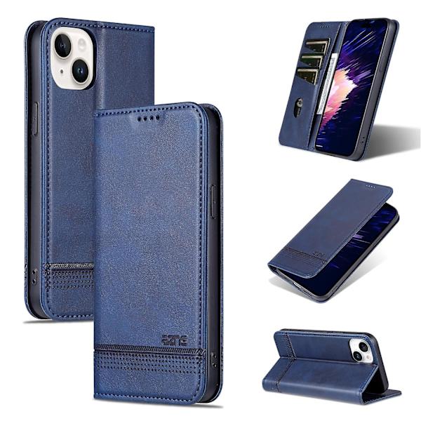 AZNS Calf PU case för iPhone 15 Plus Dark blue