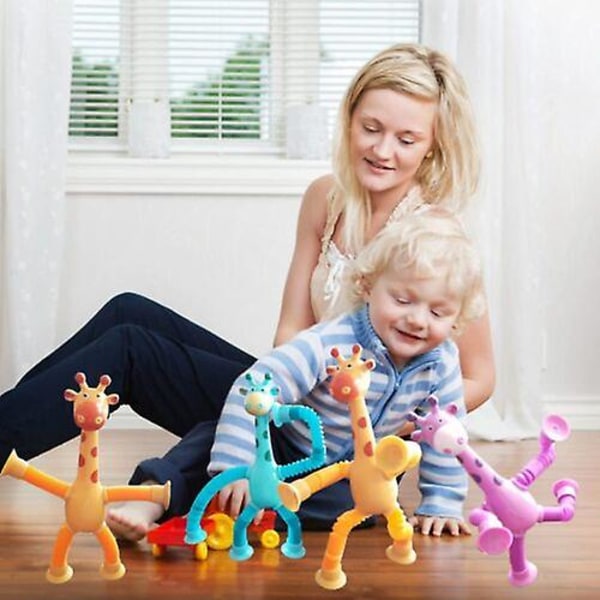 4st teleskopisk sugkopp Giraffe leksak, giraff leksak sensoriska leksaker 4Pcs
