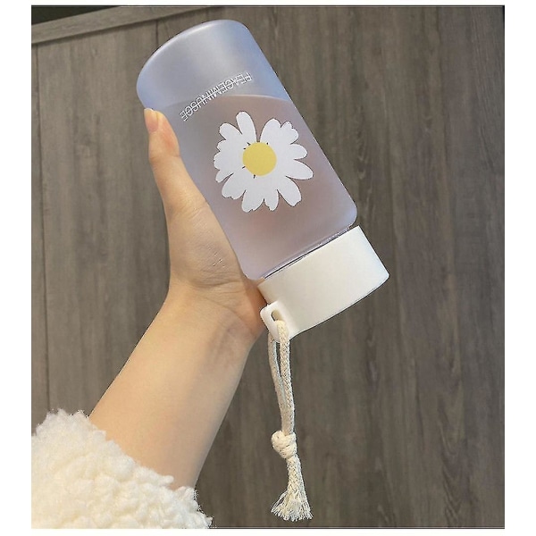 500ml Small Daisy Transparent plast vattenflaskor Bpa Free Creative Frostad vattenflaska med bärbart rep Travel Tea Cup Ns2 Transparent 6 Daisies