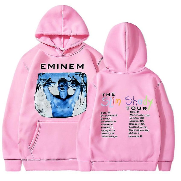 Eminem Anger Management Tour 2002 Hoodie Vintage Harajuku Funny Rick Sweatshirts Långärmade Herr Dam Pullover Mode Pink13 S