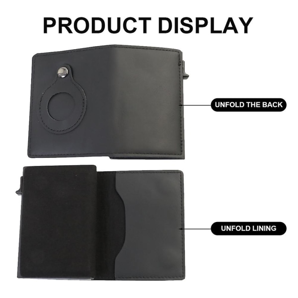 Ultratunn Card Clip Wallet - Popup-plånbok för män med ID-kortfönster och Rfid-skydd black