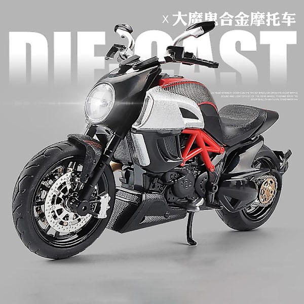 1 12 Ducati Diavel kolröd formgjutna fordon Samlarobjekt Hobbyer Motorcykelmodell Leksaker Födelsedagspresent till barn Red black with box