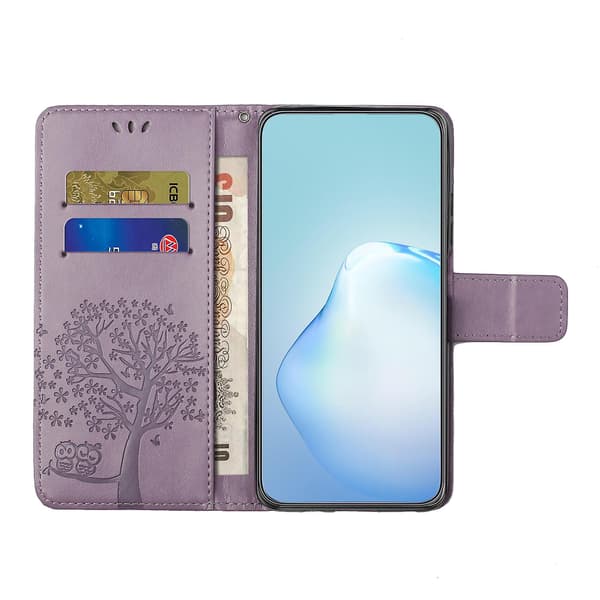 For Honor X6a 4g Owl Tree Imprinted Pu-läderställ Case Fullt skydd Cover Purple none
