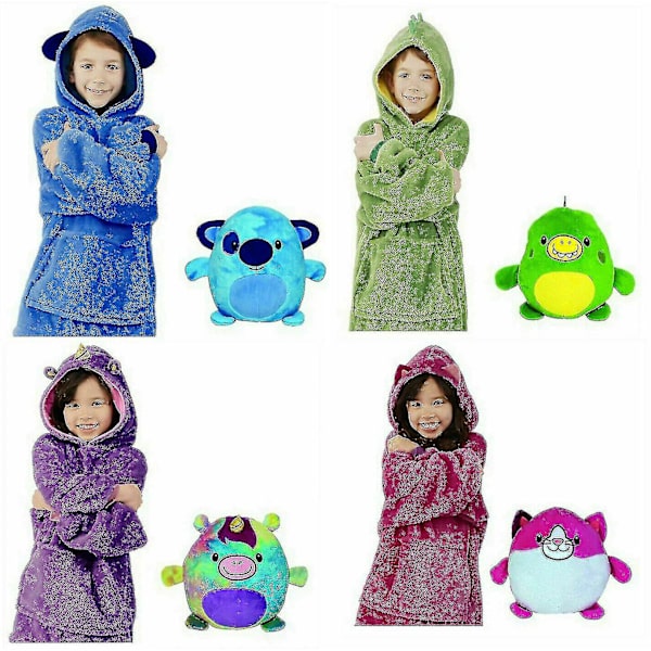 Filt Sweatshirt Huggle Pets Hoodie Plysch filt Mjuk varm barnrockskudde Purple