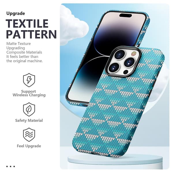 Textile Texture Matt Case för iPhone 15 Pro Light blue