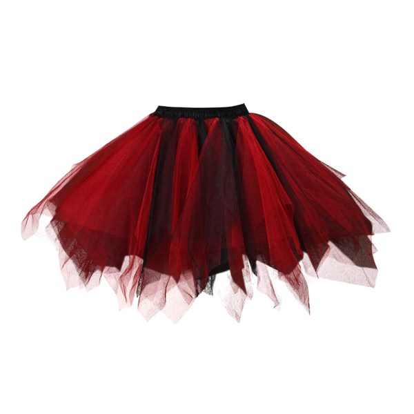 Vuxenkjol i tutu för kvinnor 1950-tals vintage underkjol i tyll, balett bubbelkjolar, kort för dans, cosplayfest Black Red M