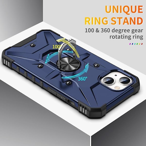 För iPhone 15 Plus Ring Hållare Phone case Blue