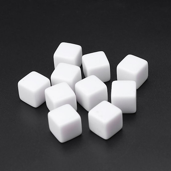 16 mm vita akrylkuber Tomma tärningar för brädspel, matematik räknande undervisning, alfabetsiffror anpassade White none