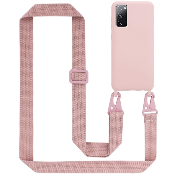Mobiltelefonkedja för Samsung Galaxy S20 Fe Case med längdjusterbart sladdband Nackbandsband LIQUID PINK