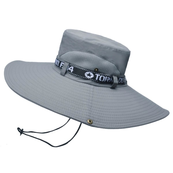 Fiskehatt Andas bomull Polyester Stor brättad solhatt för män Sommar bergsklättring Light Grey