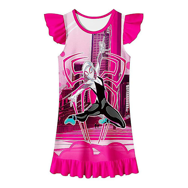 4-9 år flickor klänning Spiderwoman Gwen Stacy klänningar casual klänning nattkläder nattlinne gåvor A 6-7Years