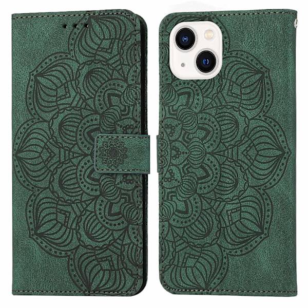 Mandala-präglat case till iPhone 15 Plus Green