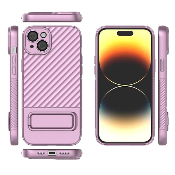 Wavy Texture TPU- case för iPhone 15 Plus Purple