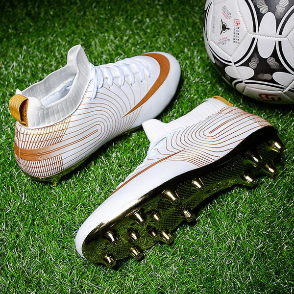 KIDENG Fotbollsskor för män Fotbollsskor med hög ankel för vuxna Grästräning Sport Skor Sneakers Yj32751G White 41