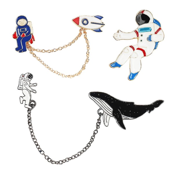 3 set Emalj Space Brosch Krage Brosch Sjal Lapel Pin Assorted Color M