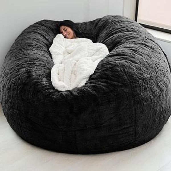 Lazy Sofa Bean Bag konstgjord päls Bean Bag (endast bönor) black 135 x 65cm