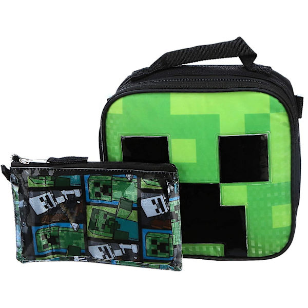 Minecraft MOBS 5- set skolset ryggsäck inkluderar ett case, isolerad matlåda, PE-väska med dragsko och nyckelring null none