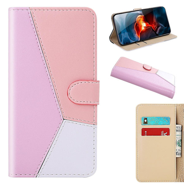 Trefärgat PU- case för iPhone 15 Pro Max Pink
