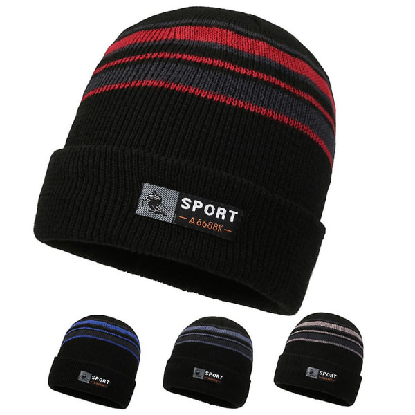 Stripes Ull Stickad Slouchy Beanie Hat Fast Rebound Tyg Vinter Hattar Perfekt semesterpresent till pappa pojkvän Black