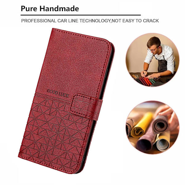 Rhombic Texture Case för iPhone 15 Plus Red