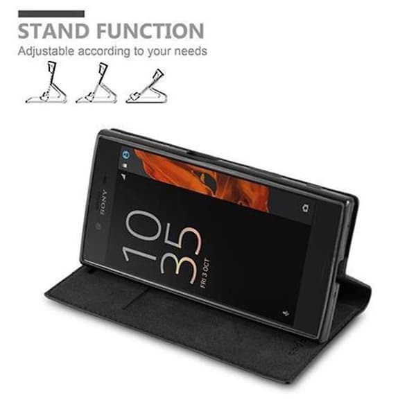 Sony Xperia X COMPACT Cover Case Case - med stativfunktion och kortfack NIGHT BLACK Xperia X COMPACT