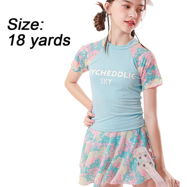 Badkläder för flickor Färgglada Sport Split Baddräkt Kortärmad Set 6-9 years
