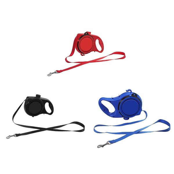 Multifunktionshundkoppel 4 fot med matvattendispenser hunddragrep Black none