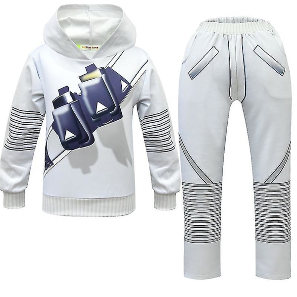 Barn Marshmallow Cosplay kostym Halloween festklänning Set Sweatshirt Byxor Huvudbonader 5-6 Years