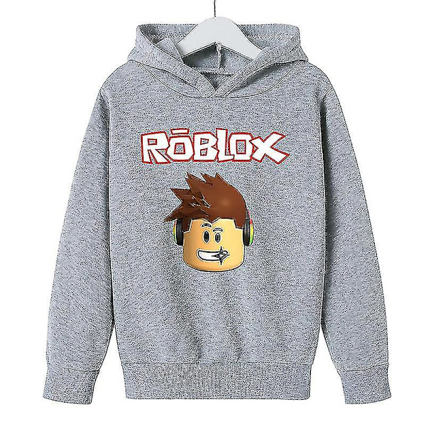 Roblox Game Print Hoodie Sweater Set Höst Vinter Långärmad Topp gray 130cm