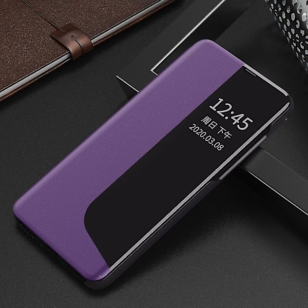 För Huawei P30 Side Display Flip Case Purple