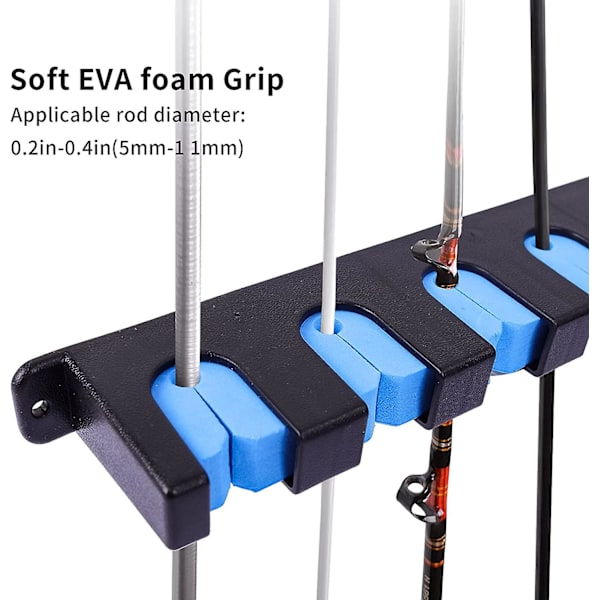 Fiskspöhållare, vertikal horisontell 6-spönshållare Bra fiskespöhållare för garage-1 par Vertical 6 Rod Rack 1 Pair Grey