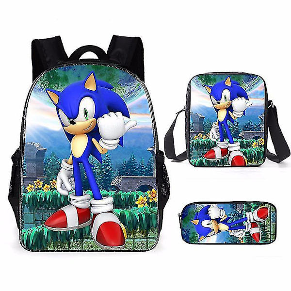 Sonic The Hedgehog tredelad studentryggsäck Style.K