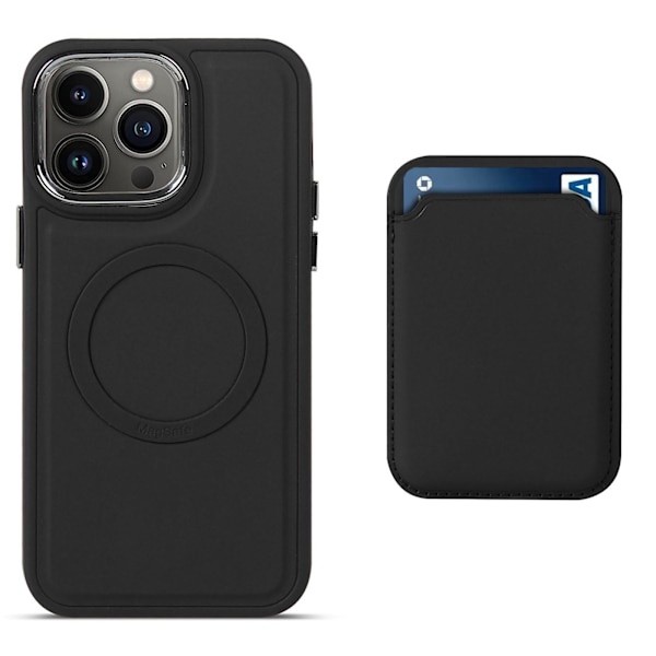 Skin Feeling Silikon Magsafe Case Kompatibel Iphone 14 Pro Max/14 Pro/14 Plus med magnetkort plånbokshållare Black iPhone 14 Plus
