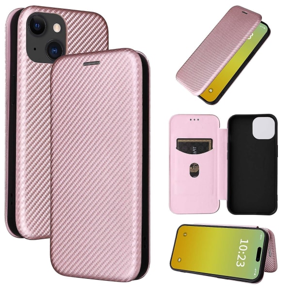 Phone case i läder för iPhone 15 Pink