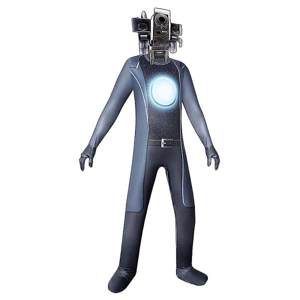 Skibidi Toalett Man Cosplay Kostym För Vuxna Barn Titan Audio Man Tv Man Jumpsuit Med Mask Halloween Carnival Kostym Camera Man 190 cm