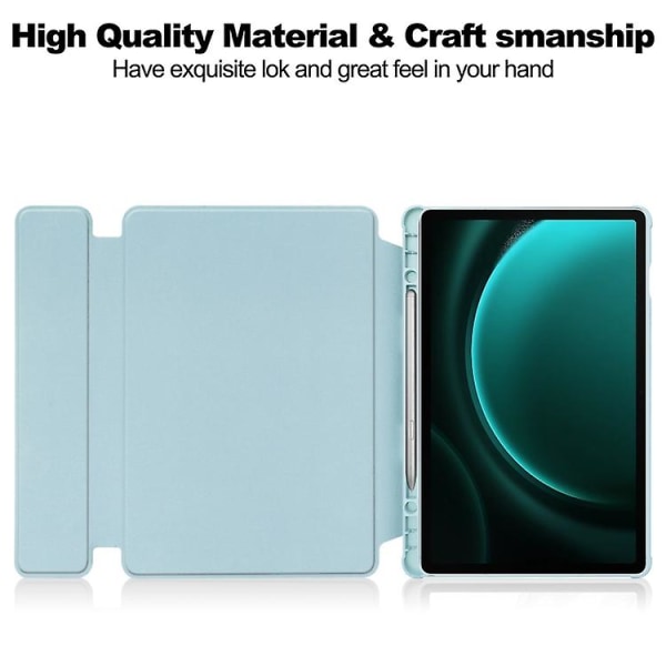 För Samsung Galaxy Tab S9 Fe+ 360 Rotation Transparent Smart Case Med Tangentbord Sky Blue