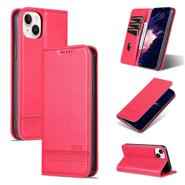 AZNS Calf PU case för iPhone 15 Plus Red
