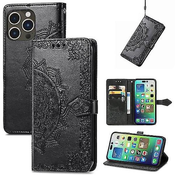För Iphone 15 Pro Max Mandala Flower Präglat phone case(för Iphone 15 Pro Maxblack) Black For iPhone 15