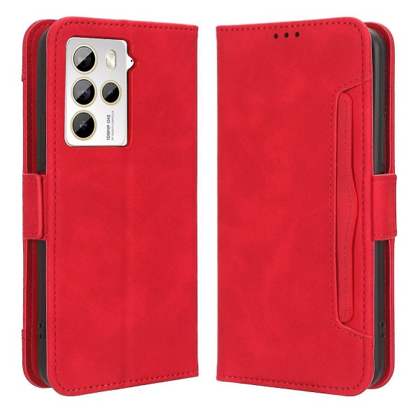 Kompatibel Htc U23 Pro 5g Flera kortplatser Cover Pu Case med stativ Plånbok-k Red