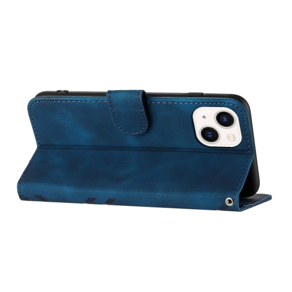Line Pattern PU case för iPhone 15 Plus Blue