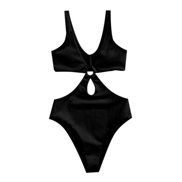 Dambaddräkter Baddräkt Dam Sommarmode Solid ihåligt linne i ett stycke Bikinibaddräkt Dambaddräkter Baddräkter Black L